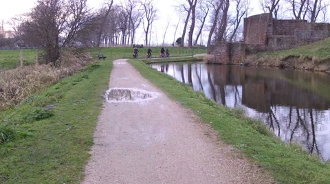 Cyclists on the path. Stock Footage 34200718