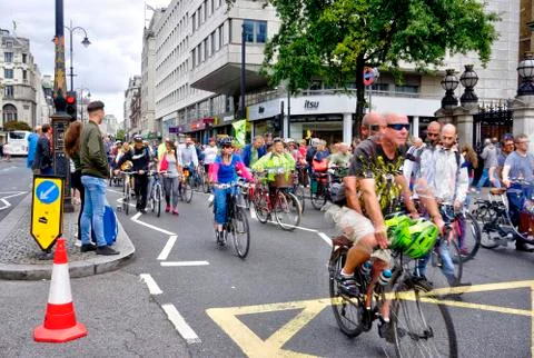 Cyclists protest in Charing Cross Stock Photos