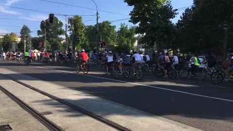Cyclists Protesting Stock Footage 135665358