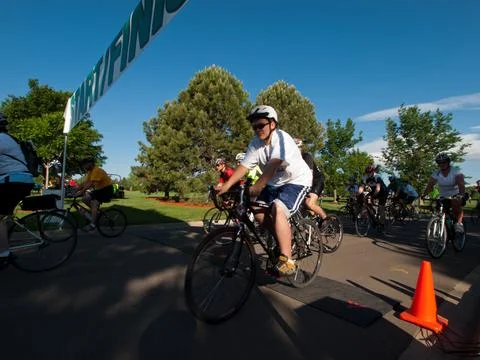 Cyclists race Stock Photos