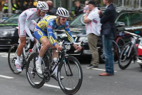 Cyclists racing Stock Photos