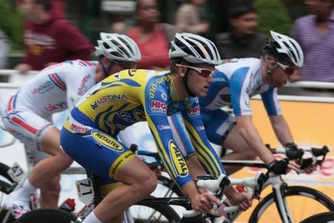 Cyclists racing Stock Photos