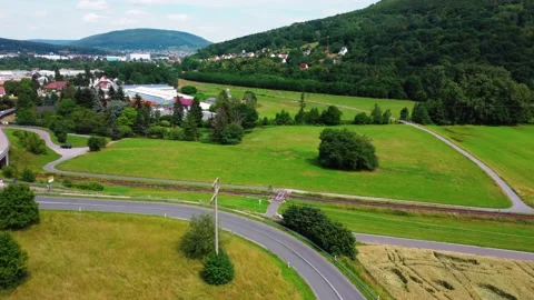 Cyclists ride on bike paths top view Stock Footage 161066166