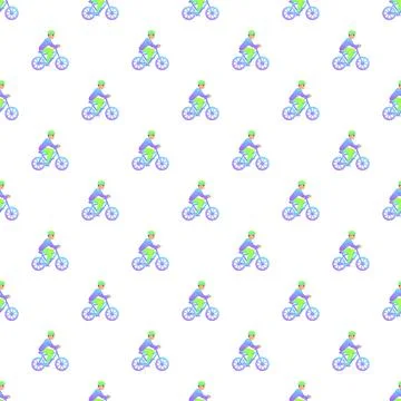 Cyclists riding bicycles seamless pattern background 库存插图