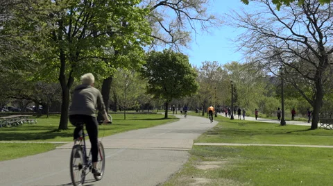 Cyclists riding in the Park. 4K UHD. 動画素材 50584730