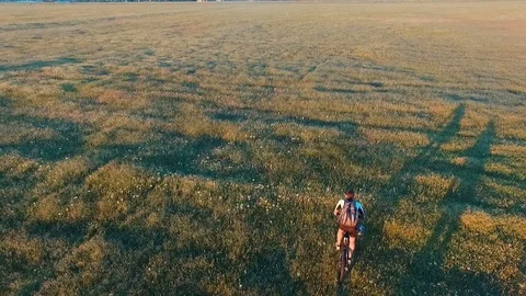 Cyclists riding their bicycles at sunset Stock Footage 76189985