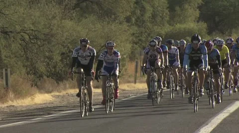 Cyclists In A Road Race Taking A Right Turn 2 스톡 동영상 19141307