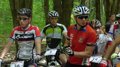 Cyclists before the start Stock Footage 54990760