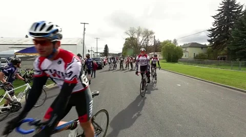 Cyclists at the start line Stock Footage 50452739