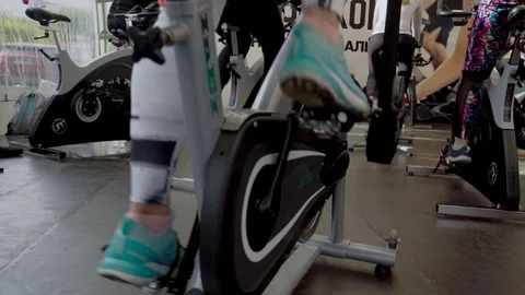 Cyclists Team Bike Simulator Exercise Sport Event Stock Footage 109181993