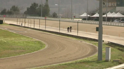 Cyclists training in hippodrome Stock Footage 37568768