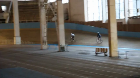 Cyclists on velodrome track Stock Footage 36779185