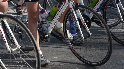 Cyclists waiting for the start of the race Stock Footage 63118090