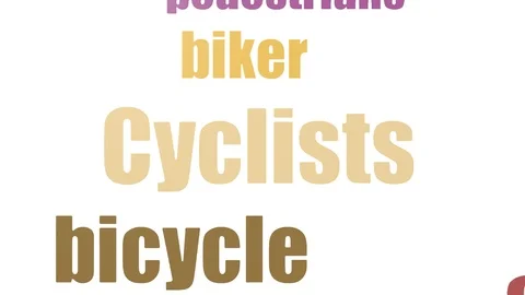 Cyclists Word Cloud Animated On White Background Stock Footage 107239773