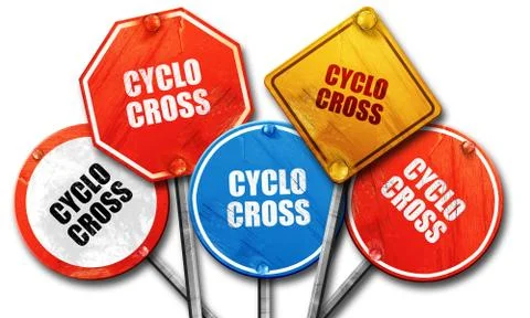 Cyclo cross sign background, 3D rendering, rough street sign col Stock Illustration