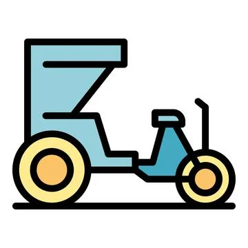 Cyclo trishaw icon vector flat Stock Illustration