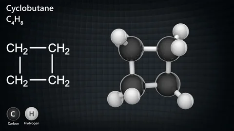 Cyclobutane. C4H8. Seamless loop. Stock Footage 154399175