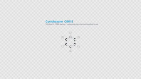 Cyclohexane C6H12 Lewis Structure Animation Labeled Alpha 4K Vidéo 339310953