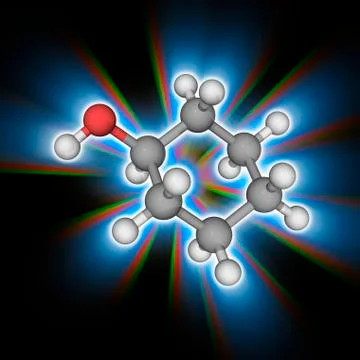 Cyclohexanol organic compound molecule Stock Illustration
