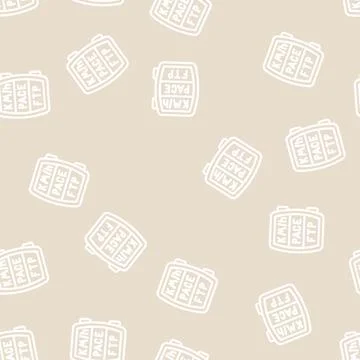 Cyclometer device line vector seamless pattern 库存插图