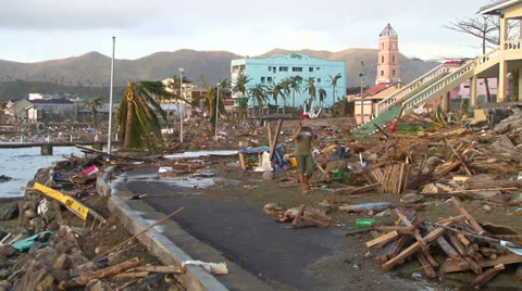 Cyclone aftermath - storm surge damage Video stock 33957585