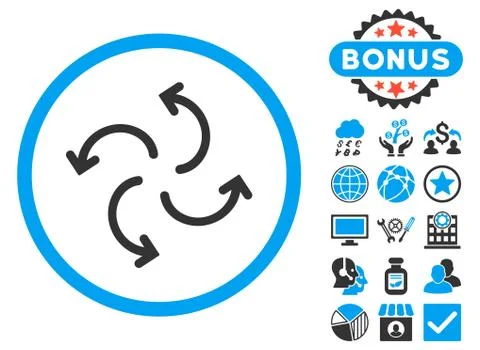 Cyclone Arrows Flat Vector Icon with Bonus Stock Illustration