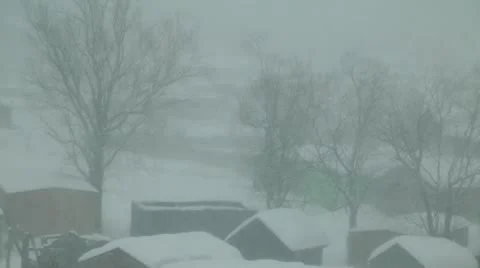The cyclone filled up snow all district around, everywhere huge snowdrifts 動画素材 12337464