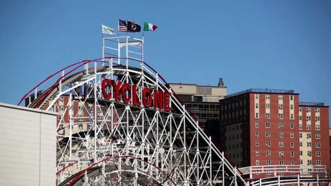 Cyclone Roller Coaster On Summer Day Stock Footage 75385733