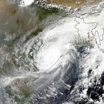Cyclone Titli from satellite. Elements of this image furnished by NASA. Stock Photos