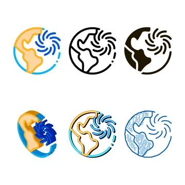 Cyclone variety planet icon vector outline Stock Illustration