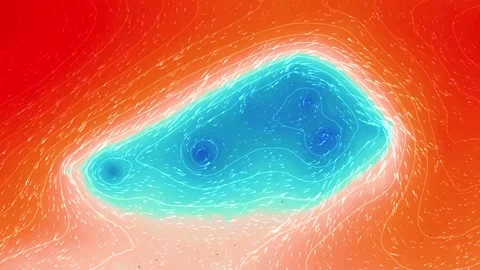 Cyclone Wind Direction Pacific Ocean Weather Map Animation 4K Stock Footage 339842207