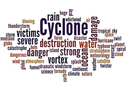 Cyclone, word cloud concept Illustrazione stock
