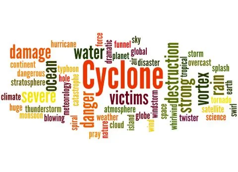 Cyclone, word cloud concept Illustrazione stock