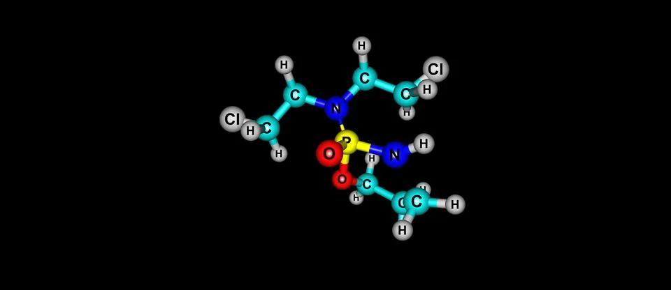 Cyclophosphamide molecular structure isolated on black Stock Illustration