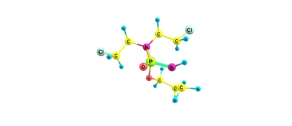 Cyclophosphamide molecular structure isolated on white Stock Illustration