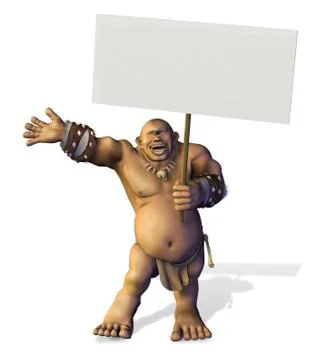 Cyclops with Blank Sign Stock Illustration