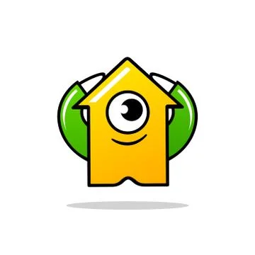 Cyclops character arrow sign Stock Illustration