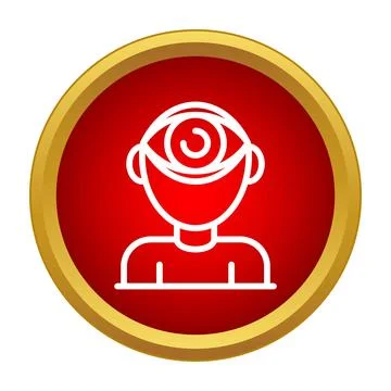 Cyclops head avatar in a circular red and gold frame Stock Illustration