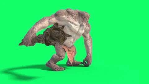 Cyclops Monster Green Screen Walkcycle Loop Side 3D Rendering Animation 스톡 동영상 191478683