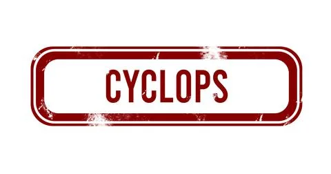 Cyclops - red grunge button, stamp Stock Illustration