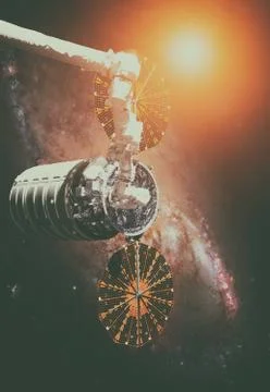 The Cygnus spacecraft in open space. Stock Photos