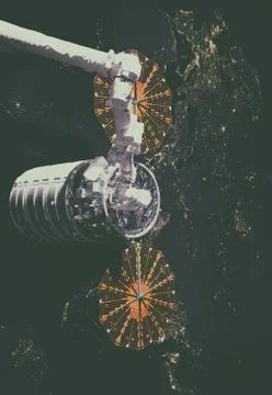 The Cygnus spacecraft in open space. Stock Photos