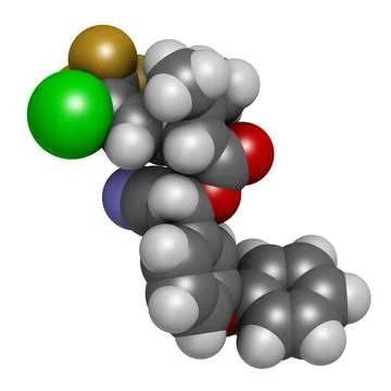 Cyhalothrin insecticide molecule. 3D rendering. Stock Illustration