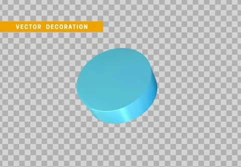 Cylinder 3d objects geometric shape. Round timber isolated blue color. vector Illustrazione stock