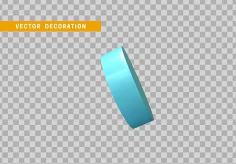 Cylinder 3d objects geometric shape. Round timber isolated blue color. vector Stock Illustration