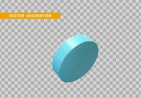 Cylinder 3d objects geometric shape. Round timber isolated blue color. vector Stock Illustration