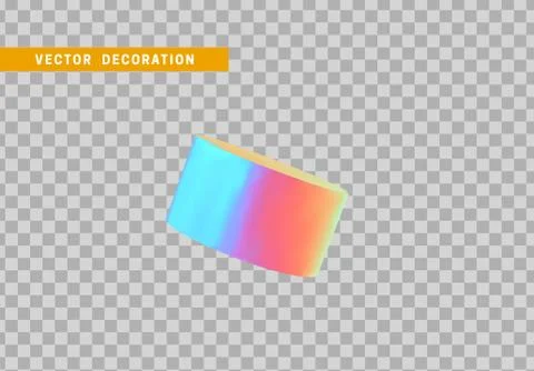 Cylinder 3d objects geometric shape. Round timber isolated with colorful holo Stock Illustration