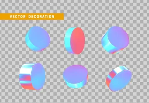 Cylinder 3d objects geometric shape. Set Round timber isolated with colorful  Stock Illustration