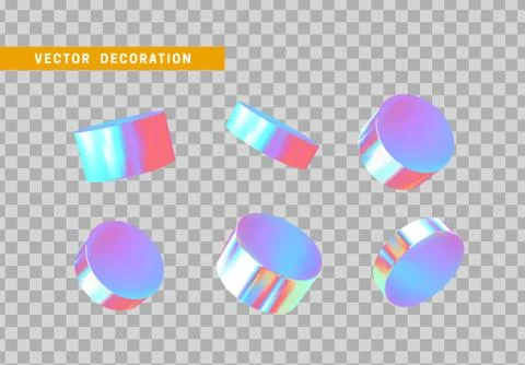 Cylinder 3d objects geometric shape. Set Round timber isolated with colorful  Illustrazione stock