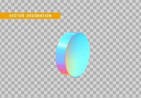 Cylinder 3d objects geometric shape. Round timber isolated with colorful holo Stock Illustration